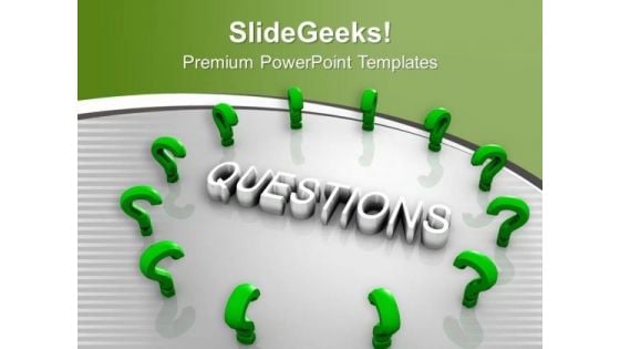 Green Question Marks Around Word Question PowerPoint Templates Ppt Backgrounds For Slides 0313