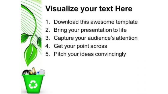 Green Recycle Bin Icons Environment PowerPoint Templates And PowerPoint Themes 0912