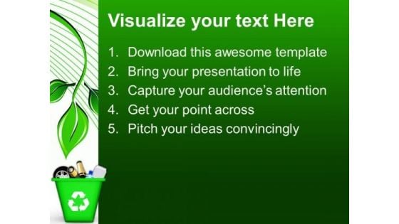 Green Recycle Bin Icons Environment PowerPoint Templates And PowerPoint Themes 0912