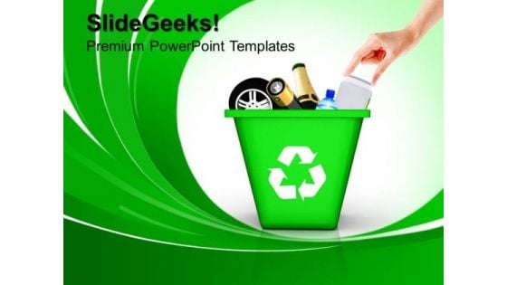 Green Recycle Bin Recycling Geographical PowerPoint Templates And PowerPoint Themes 1012