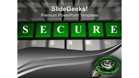 Green Secure Word On Keyboard PowerPoint Templates Ppt Backgrounds For Slides 0213