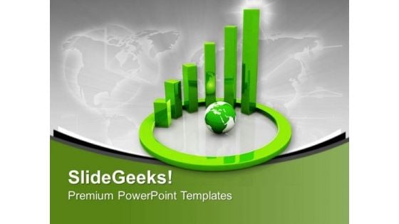 Green Spiral Bar Graph With Globe PowerPoint Templates Ppt Backgrounds For Slides 0313