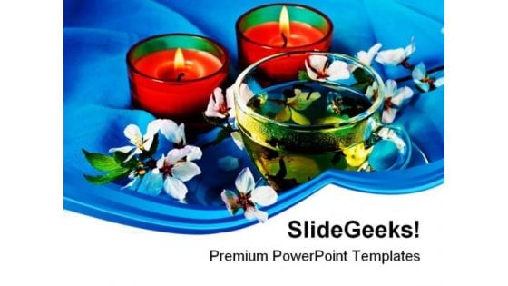 Green Tea With Candles Lifestyle PowerPoint Themes And PowerPoint Slides 0311