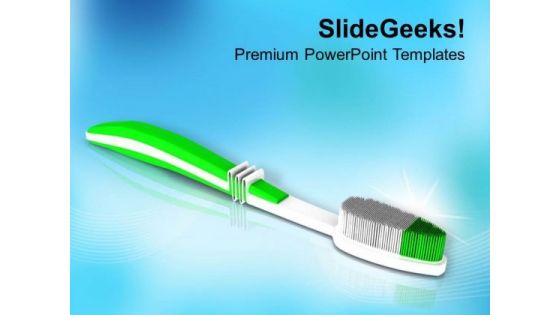 Green Toothbrush Shows Oral Hygiene PowerPoint Templates Ppt Backgrounds For Slides 0413