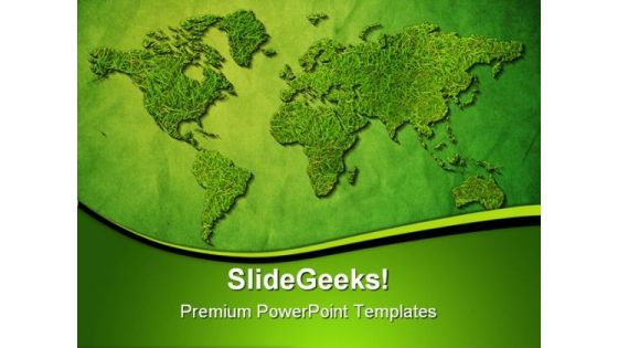 Green World Map Globe PowerPoint Template 1110