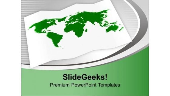 Green World Map In White Background PowerPoint Templates Ppt Backgrounds For Slides 0113