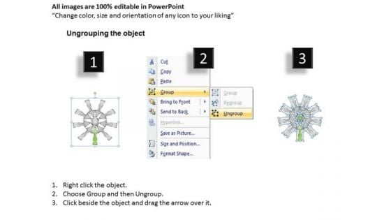 Group Of Nine Coverging Arrow Cycle Process Network PowerPoint Slides