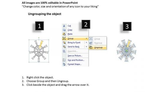Group Of Nine Coverging Arrows Circular Flow Process PowerPoint Slides