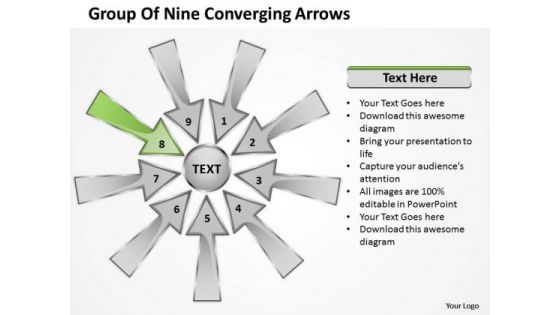 Group Of Nine Coverging Arrows Ppt Relative Circular Flow Process PowerPoint Slides