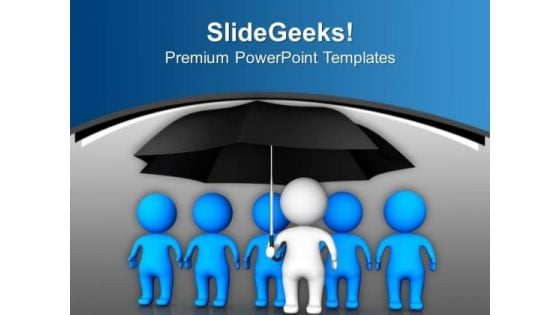 Group Of People Under Umbrella PowerPoint Templates Ppt Backgrounds For Slides 0713