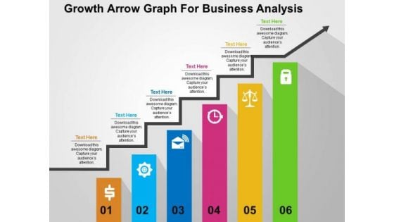 Growth Arrow Graph For Business Analysis PowerPoint Templates