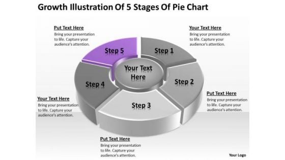 Growth Illustration Of 5 Stages Pie Chart Ppt Business Plan For PowerPoint Templates