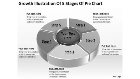 Growth Illustration Of 5 Stages Pie Chart Ppt Business Plan PowerPoint Slides