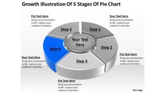 Growth Illustration Of 5 Stages Pie Chart Ppt Business Plan Steps PowerPoint Slides