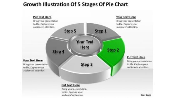 Growth Illustration Of 5 Stages Pie Chart Ppt Businessplans PowerPoint Slides