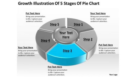 Growth Illustration Of 5 Stages Pie Chart Ppt Simple Business Plan PowerPoint Slides