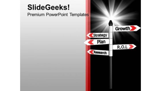 Growth Strategy Plan Research Signboard PowerPoint Templates Ppt Backgrounds For Slides 0213