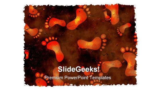 Grunge Footprints Metaphor PowerPoint Themes And PowerPoint Slides 0611