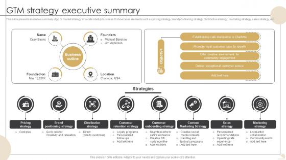 GTM Strategy Executive Summary Bistro Startup GTM Strategy GTM SS V GTM Strategy Executive Summary Bistro Startup GTM Strategy GTM SS V