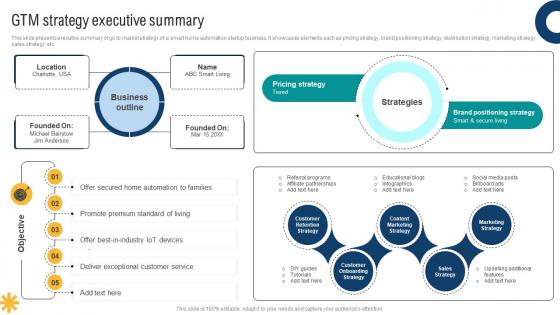 GTM Strategy Executive Summary Smart Home Startup GTM Strategy GTM SS V