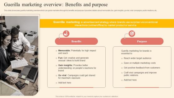 Guerilla Marketing Overview Benefits Driving Business Success By Hosting Experiential Topics Pdf