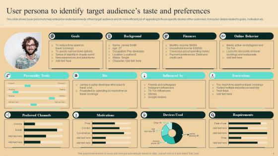Guide To Winning Tourism User Persona To Identify Target Audiences Taste And Preferences Portrait Pdf