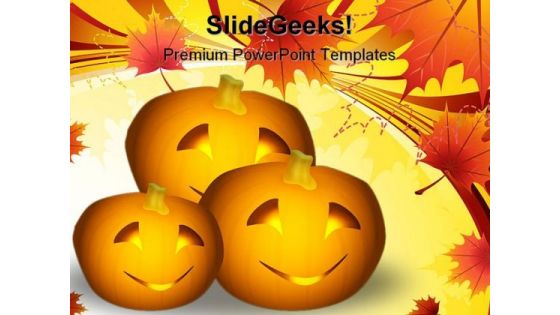 Halloween Pumpkins Nature PowerPoint Template 1010