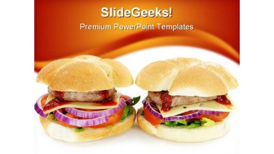 Hamburger Food PowerPoint Template 0810