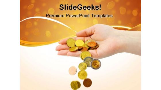 Hand And Falling Coins Money PowerPoint Themes And PowerPoint Slides 0711