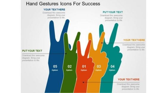 Hand Gestures Icons For Success PowerPoint Template