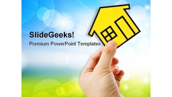 Hand Holding A Home Real Estate PowerPoint Templates And PowerPoint Backgrounds 0411