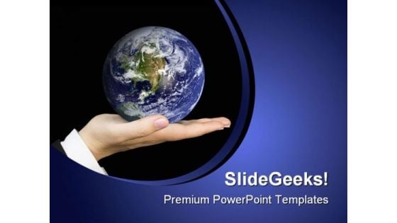 Hand Holding Earth Globe PowerPoint Backgrounds And Templates 1210