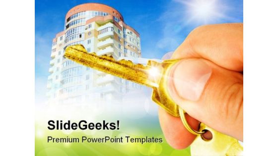 Hand Holds A Key Real Estate PowerPoint Templates And PowerPoint Backgrounds 0311