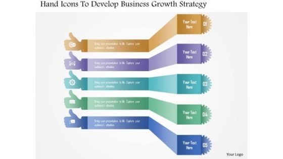 Hand Icons To Develop Business Growth Strategy PowerPoint Template