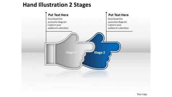 Hand Illustration 2 Stages Flow Charting PowerPoint Slides