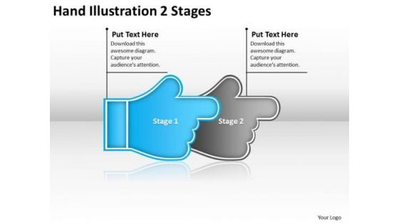 Hand Illustration 2 Stages Ppt Flow Charting PowerPoint Slides