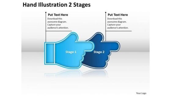 Hand Illustration 2 Stages Process Flow Chart For Manufacturing PowerPoint Slides