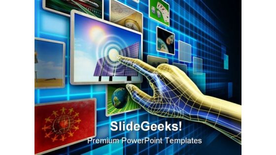 Hand Using A Touch Screen Technology PowerPoint Templates And PowerPoint Backgrounds 0311