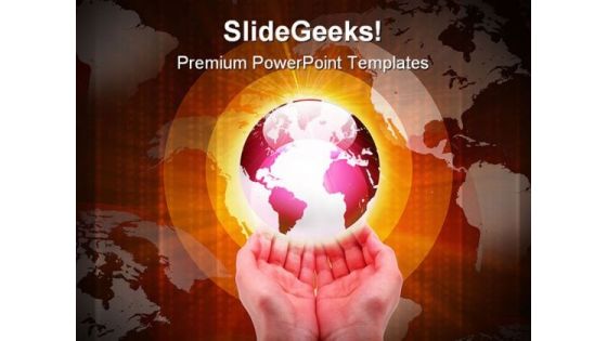 Hands Carrying Earth Abstract PowerPoint Themes And PowerPoint Slides 0311