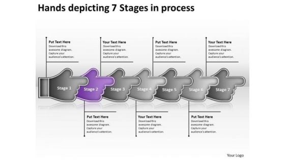 Hands Depicting 7 Stages Process Freeware Flowchart PowerPoint Templates