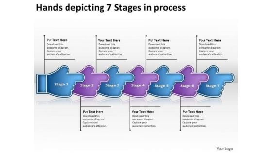 Hands Depicting 7 Stages Process Make Flowchart PowerPoint Templates