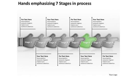 Hands Emphasizing 7 Stages Process Ppt Flow Chart For Manufacturing PowerPoint Templates