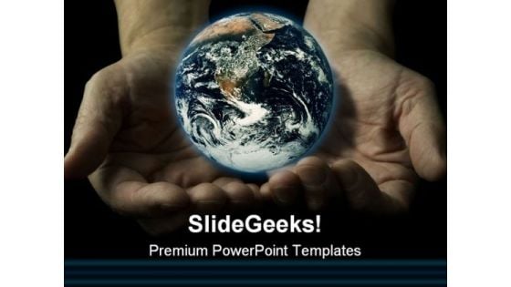 Hands Globe PowerPoint Template 0810