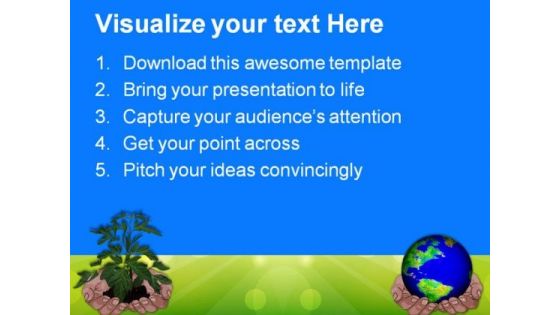 Hands Holding Globe And Plant Environment PowerPoint Themes And PowerPoint Slides 0311