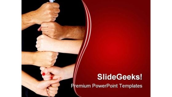 Hands Making A Tower Business PowerPoint Themes And PowerPoint Slides 0411