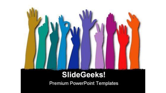 Hands Of All Races Business PowerPoint Background And Template 1210