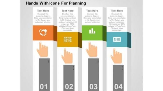 Hands With Icons For Planning PowerPoint Template