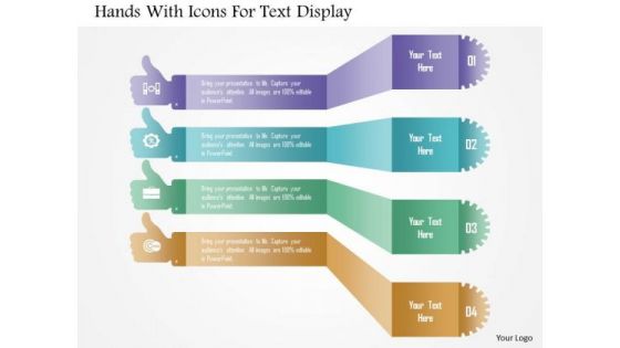 Hands With Icons For Text Display PowerPoint Template