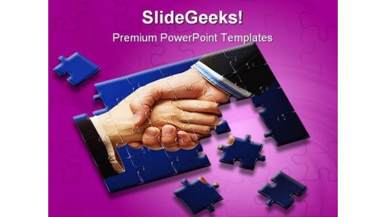 Handshake Puzzles Business PowerPoint Templates And PowerPoint Backgrounds 0411