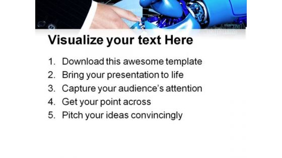 Handshake With Robot Communication PowerPoint Themes And PowerPoint Slides 0711